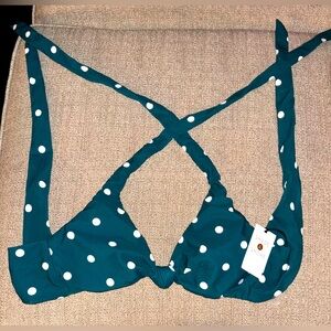 New Shade & Shore Bikini Top Medium Polka Dot Teal/Jungle Green